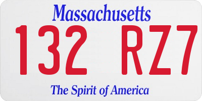 MA license plate 132RZ7