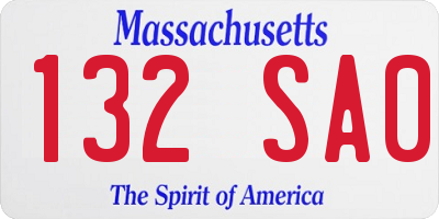 MA license plate 132SA0