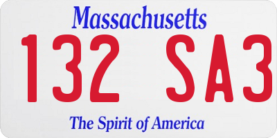 MA license plate 132SA3
