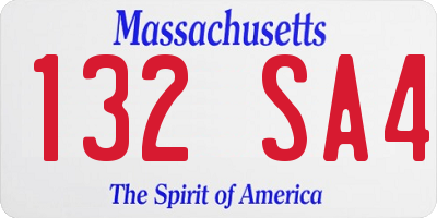 MA license plate 132SA4