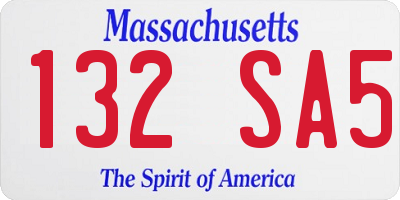 MA license plate 132SA5