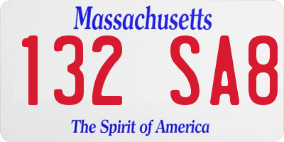 MA license plate 132SA8