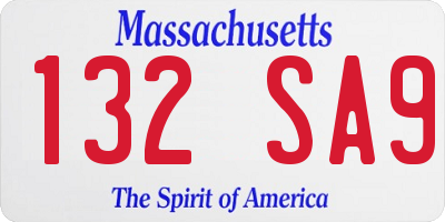 MA license plate 132SA9