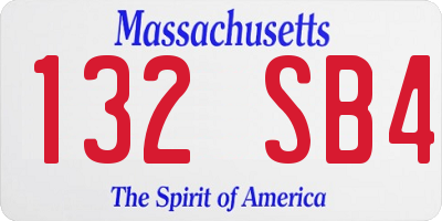 MA license plate 132SB4