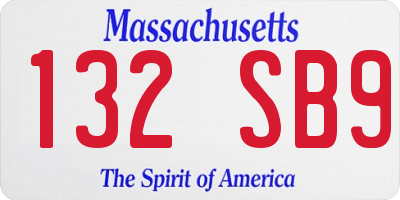 MA license plate 132SB9
