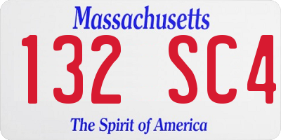 MA license plate 132SC4