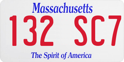 MA license plate 132SC7