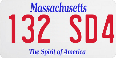MA license plate 132SD4