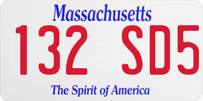MA license plate 132SD5