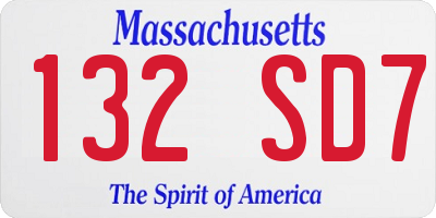 MA license plate 132SD7