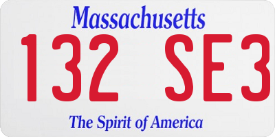 MA license plate 132SE3
