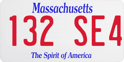 MA license plate 132SE4