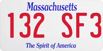 MA license plate 132SF3