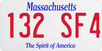 MA license plate 132SF4