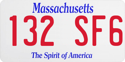 MA license plate 132SF6