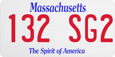 MA license plate 132SG2