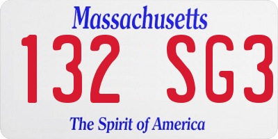MA license plate 132SG3