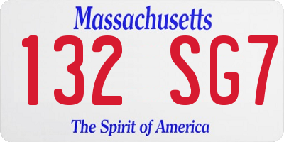 MA license plate 132SG7