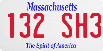 MA license plate 132SH3