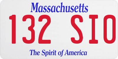 MA license plate 132SI0