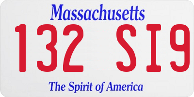 MA license plate 132SI9