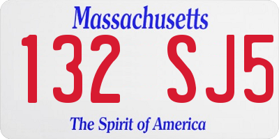 MA license plate 132SJ5