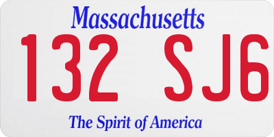 MA license plate 132SJ6