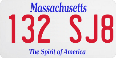 MA license plate 132SJ8