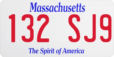 MA license plate 132SJ9