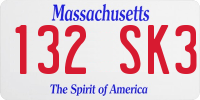 MA license plate 132SK3