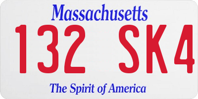 MA license plate 132SK4