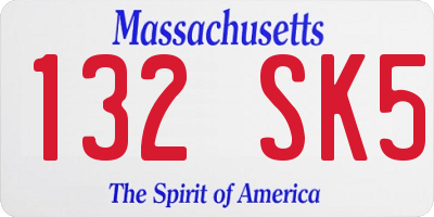 MA license plate 132SK5