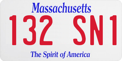 MA license plate 132SN1