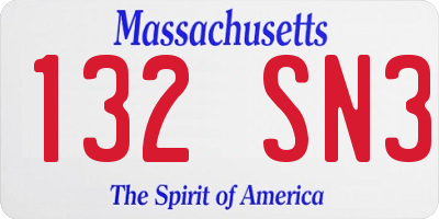 MA license plate 132SN3