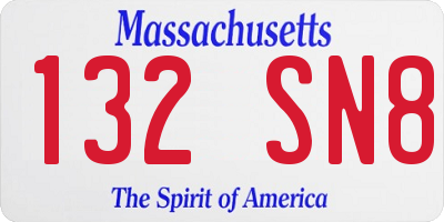 MA license plate 132SN8