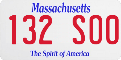 MA license plate 132SO0