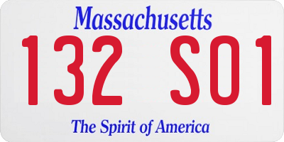 MA license plate 132SO1