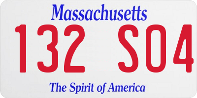 MA license plate 132SO4