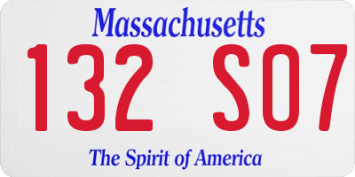 MA license plate 132SO7