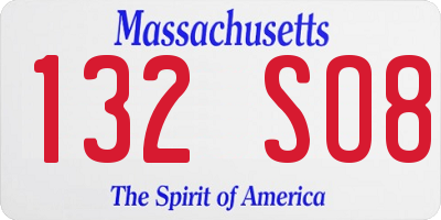 MA license plate 132SO8
