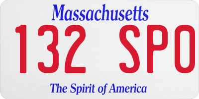 MA license plate 132SP0