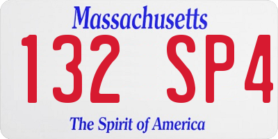 MA license plate 132SP4
