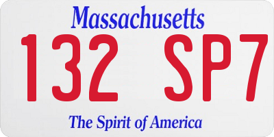 MA license plate 132SP7