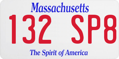 MA license plate 132SP8