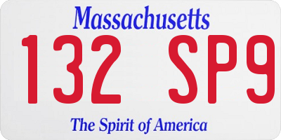 MA license plate 132SP9