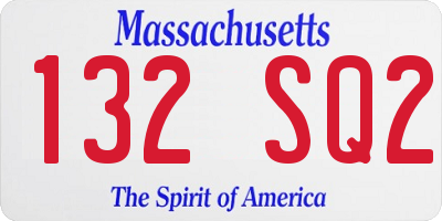 MA license plate 132SQ2