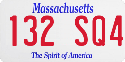 MA license plate 132SQ4