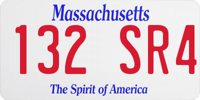 MA license plate 132SR4