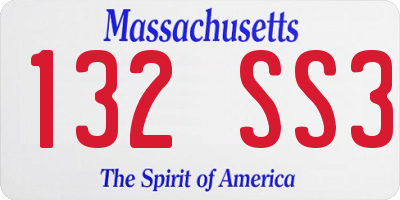 MA license plate 132SS3