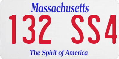 MA license plate 132SS4
